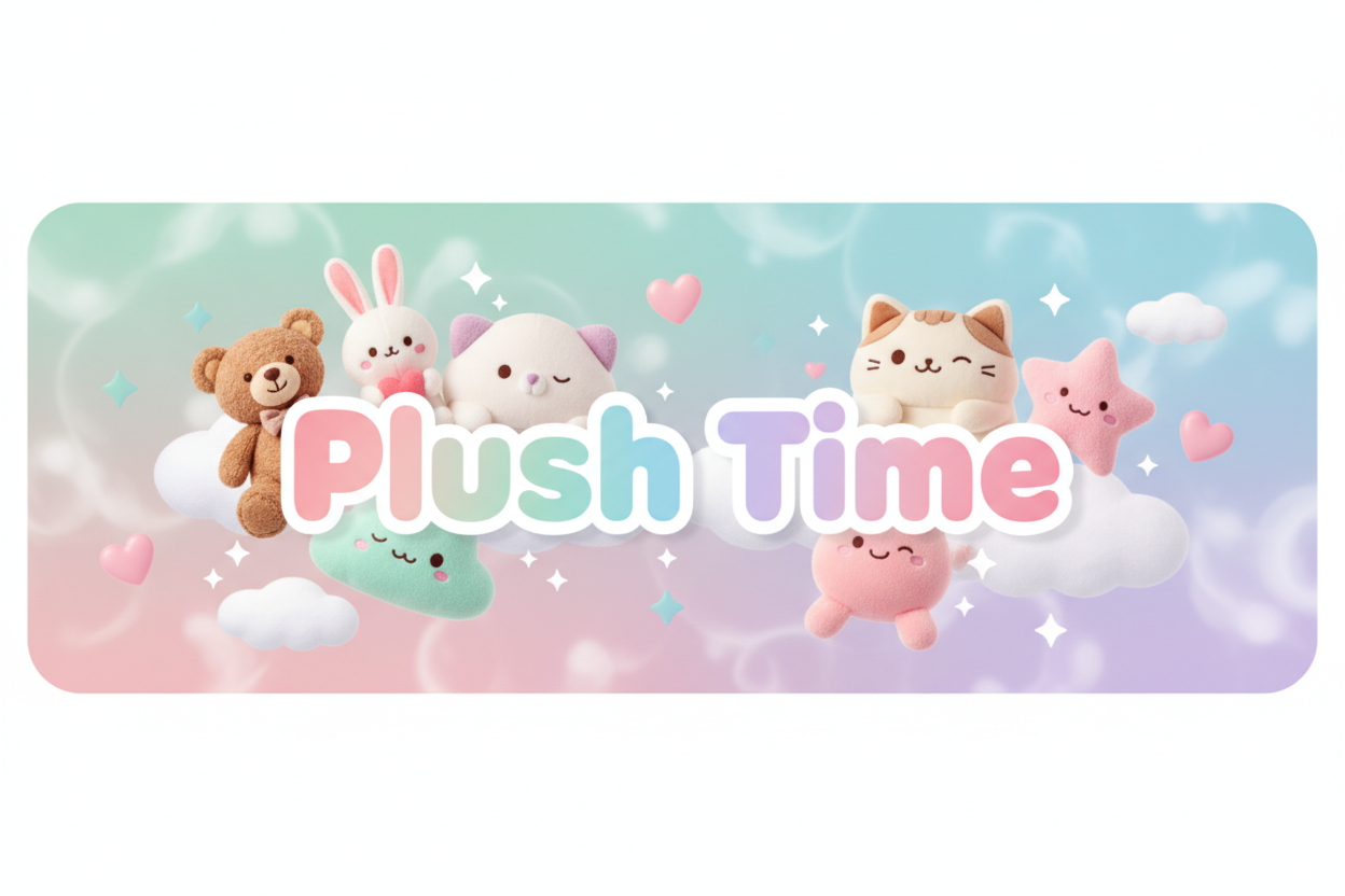 Colorful fun banner for my shop Plush Time make it cute and welcoming and attention grabbing 